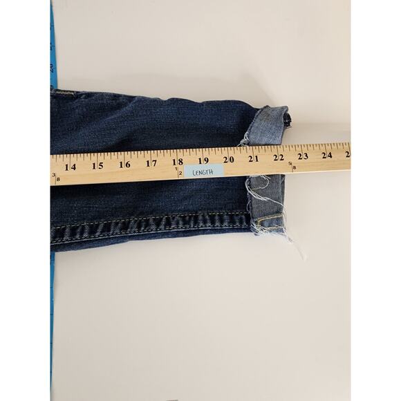 TRUE RELIGION Women's Blue Colorful Back Details Cut-off Jean Jorts Shorts SZ 27 - Picture 6 of 6